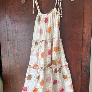 Pink Chicken Cream Dress with Colorful Dots